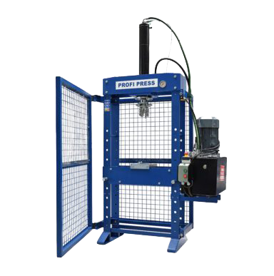 15-ton hydraulic broaching press with precision guide system and compact frame design.