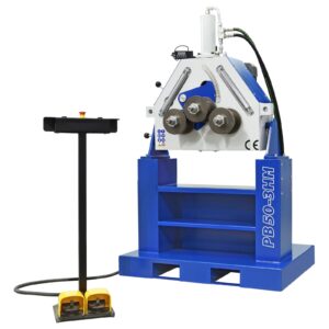 PBH-50-3HB profile bender full front view with hydraulic adjustment and foot pedal control.