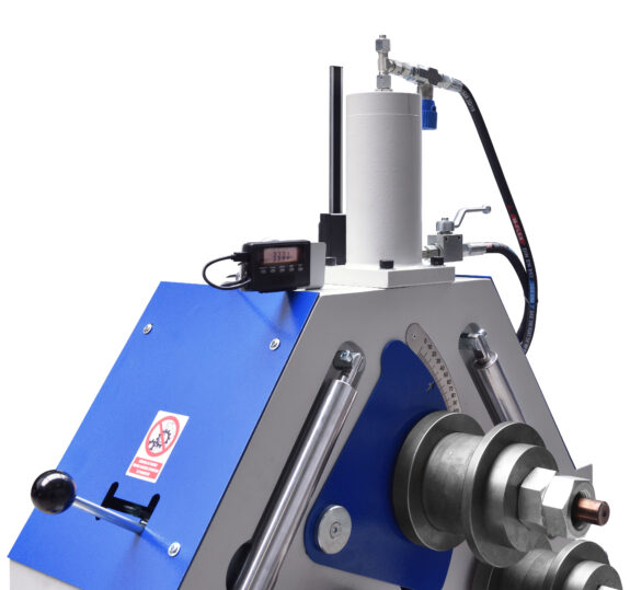 Top view of PBH-50-3HB showing hydraulic cylinder, control unit, and precision scale.