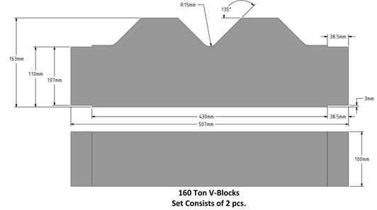 High-quality steel V-Block set for 160 ton H Frame Presses, Workshop Presses versatile for secure workpiece support