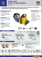 Specification sheet for GYSMI 160P MMA Inverter Welder 10 to 160A Bundle