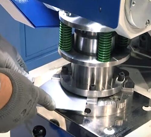 Radius Tool with Sheet materil in the tool with corner being created.