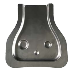 Metal Component Produced with a Rubber Pad Press from The Workshop Press Company UK from 1 mm anodised steel.