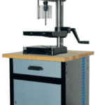Erlo FT Series FT1 FT4 FT6 Bench top tapping machines displayed on optional bench.