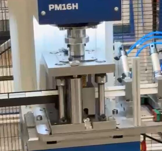 RHTC Profi Punc 16 PP-16 model with automated feeding and stroking tool zoom in.