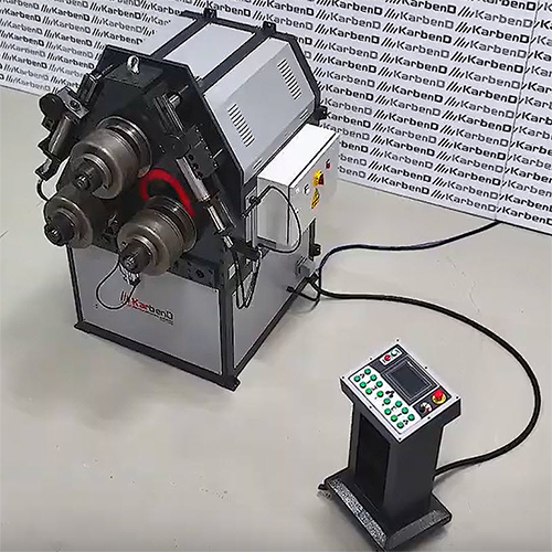 Top right aerial view of AMB Series Profile Bender Ring Roller with controller pendant