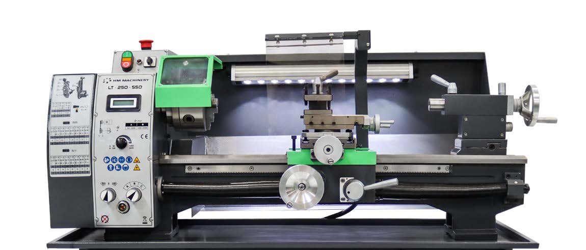 HM Machinery LT 250/550 Precision Metal Lathe Frontal View