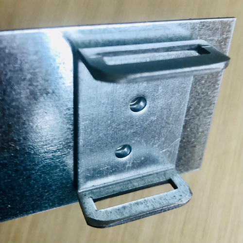 Formed sheet metal bracket with two clinched joints and slotted upper and lower flanges